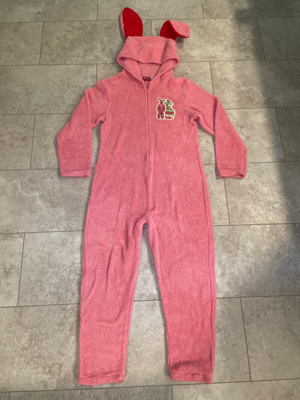 A Christmas Story Ralphie Deranged Pink Bunny Suit Pajamas Adult Unisex M Fuzzy